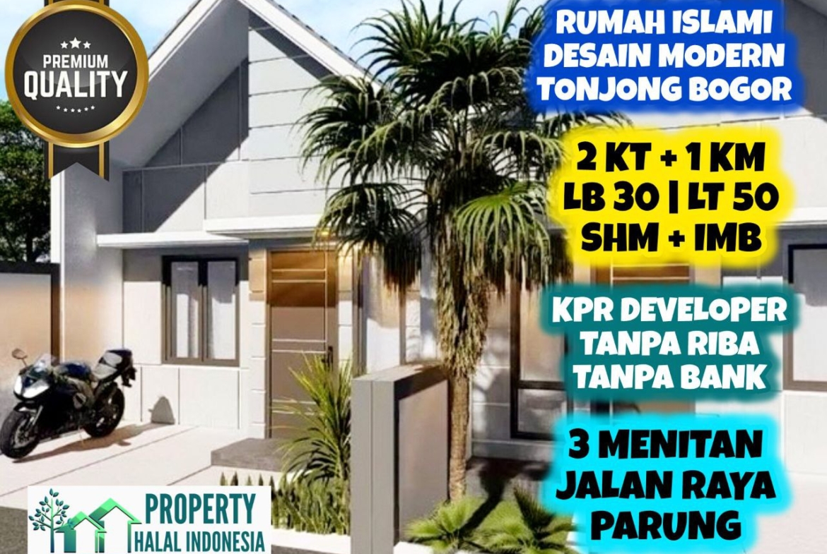 Jual Rumah Murah Tonjong Bogor PWRI Tajurhalang Dekat Jln Raya Parung - KPR Developer Tanpa Riba Tanpa Bank - SHM IMB DP 47 Jt Flat 4.4Jt/Bln - Hubungi Property Halal Indonesia - WA 081586669764