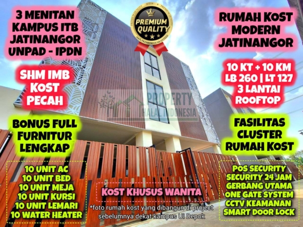 Jual Jual Rumah Kost Modern ITB Jatinangor Sumedang - Full Furnitur Lengkap - SHM IMB Kost - Akses Jalan Mobil - Pos Security CCTV One Gate System - Hubungi Property Halal Indonesia - WA 081586669764