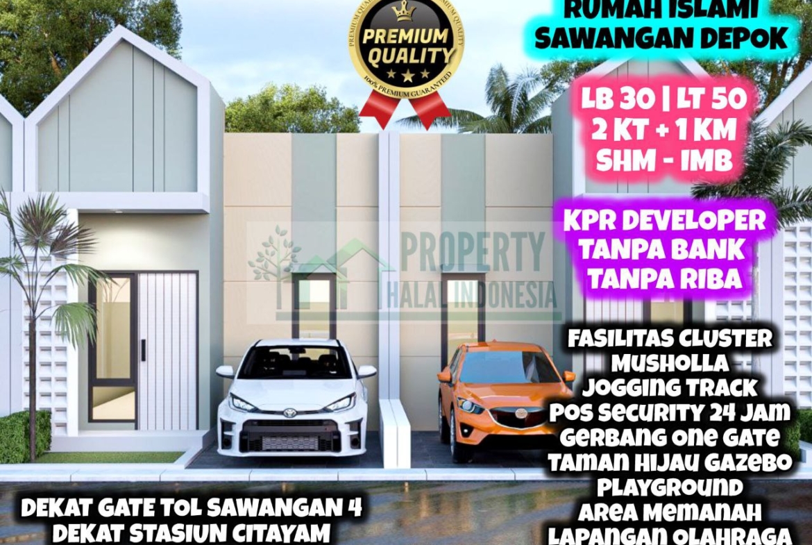 Jual Rumah Islami Murah Depok Dekat Stasiun Citayam - Desain Scandinavian Modern - Fasilitas Lengkap - KPR Developer Tanpa Bank Tanpa Riba - Hubungi Property Halal Indonesia - WA 081586669764