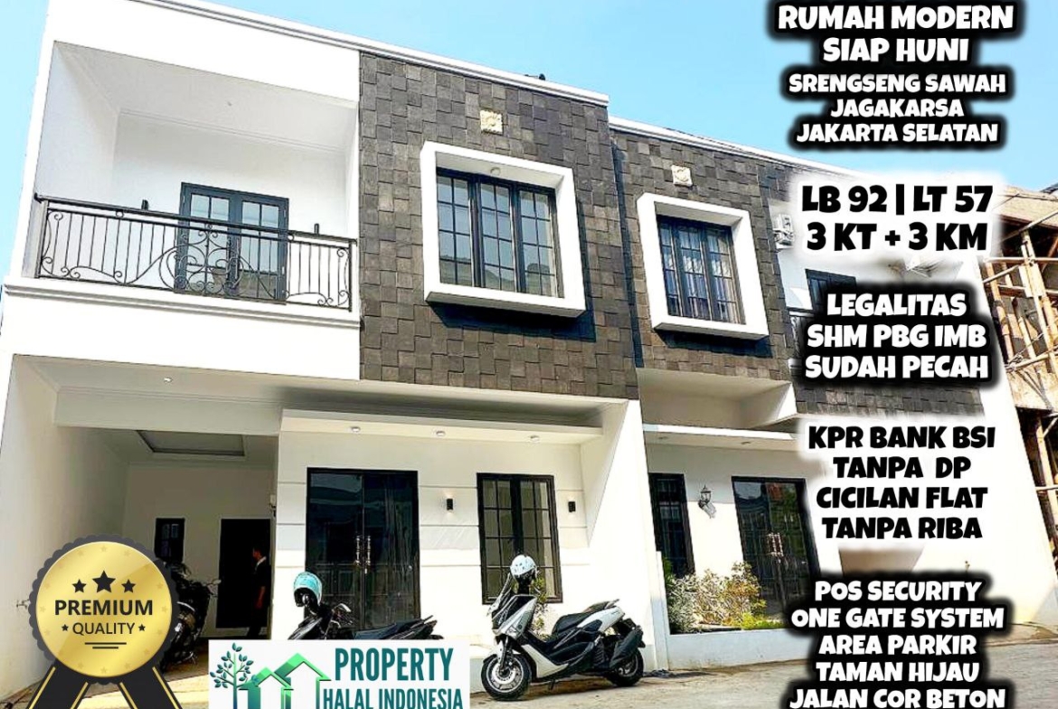 Jual Rumah Siap Huni Srengseng Sawah Jagakarsa Jakarta Selatan - 3 KT + 3 KM - KPR Bank BSI Tanpa DP Flat Tanpa Riba - Surat SHM PBG IMB Pecah - Hubungi Property Halal Indonesia - WA 081586669764